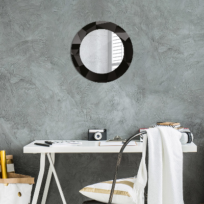Runder Spiegel mit bedrucktem Rahmen Abstrakt schwarz