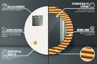 Runder Spiegel mit dekorativem Rahmen Holz welle