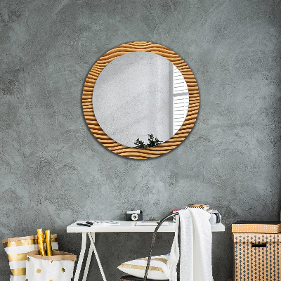 Runder Spiegel mit dekorativem Rahmen Holz welle