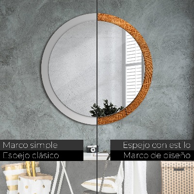 Runder Spiegel mit dekorativem Rahmen Eiche holz