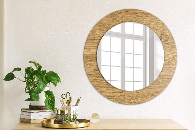 Runder Spiegel mit bedrucktem Rahmen Holz textur