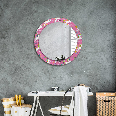Runder Spiegel mit dekorativem Rahmen Magie einhorn