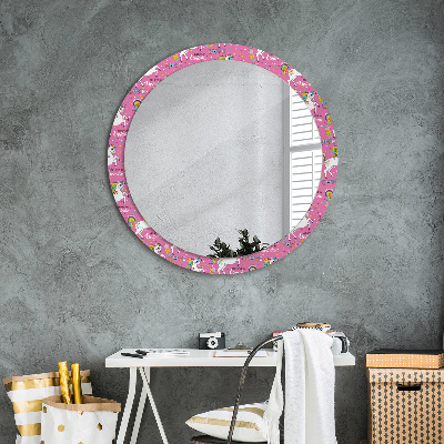 Runder Spiegel mit dekorativem Rahmen Magie einhorn