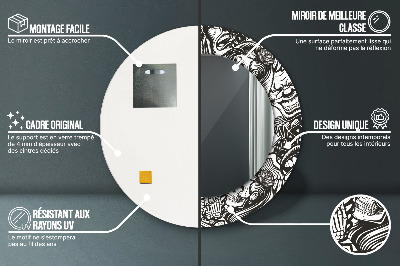 Runder Spiegel mit bedrucktem Rahmen Abstrakt flüssig