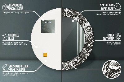 Runder Spiegel mit bedrucktem Rahmen Abstrakt flüssig