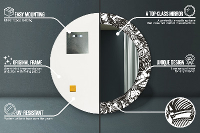 Runder Spiegel mit bedrucktem Rahmen Abstrakt flüssig