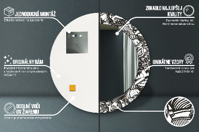 Runder Spiegel mit bedrucktem Rahmen Abstrakt flüssig