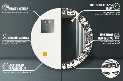 Runder Spiegel mit bedrucktem Rahmen Abstrakt flüssig