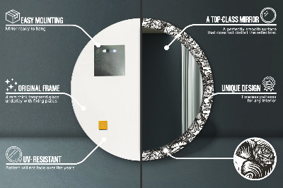 Runder Spiegel mit bedrucktem Rahmen Abstrakt flüssig