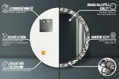 Runder Spiegel mit bedrucktem Rahmen Abstrakt flüssig