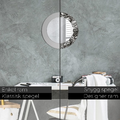 Runder Spiegel mit bedrucktem Rahmen Abstrakt flüssig