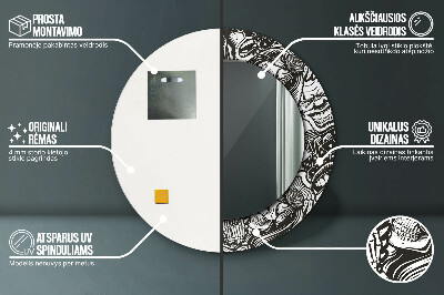 Runder Spiegel mit bedrucktem Rahmen Abstrakt flüssig