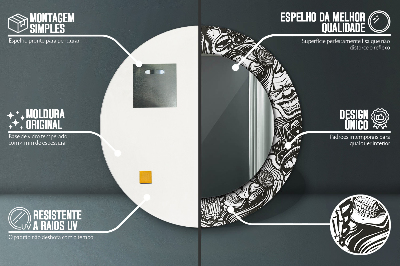 Runder Spiegel mit bedrucktem Rahmen Abstrakt flüssig