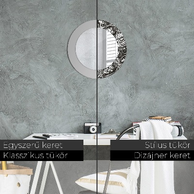 Runder Spiegel mit bedrucktem Rahmen Abstrakt flüssig