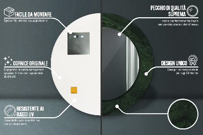 Runder Spiegel mit bedrucktem Rahmen Grün marmor