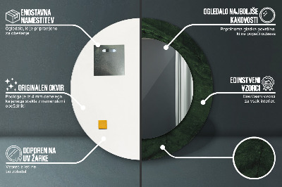 Runder Spiegel mit bedrucktem Rahmen Grün marmor