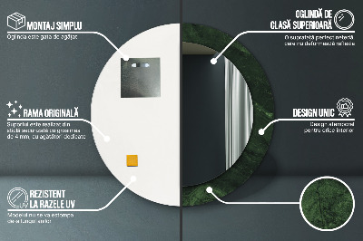 Runder Spiegel mit bedrucktem Rahmen Grün marmor