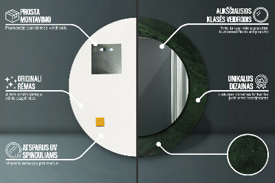 Runder Spiegel mit bedrucktem Rahmen Grün marmor