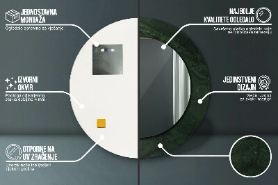 Runder Spiegel mit bedrucktem Rahmen Grün marmor
