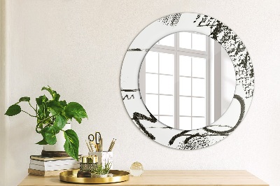 Runder Spiegel mit dekorativem Rahmen Graffiti muster