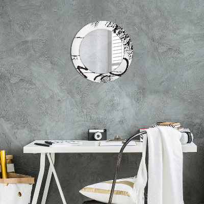 Runder Spiegel mit dekorativem Rahmen Graffiti muster
