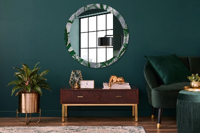 Runder Spiegel mit dekorativem Rahmen Tropisch blätter