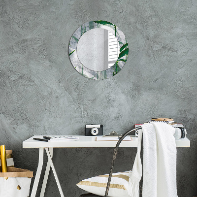 Runder Spiegel mit dekorativem Rahmen Tropisch blätter