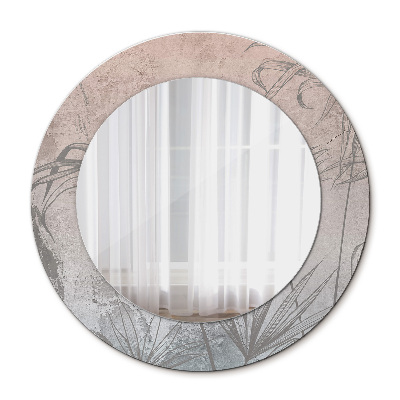 Runder Spiegel mit bedrucktem Rahmen Tropisch blumen