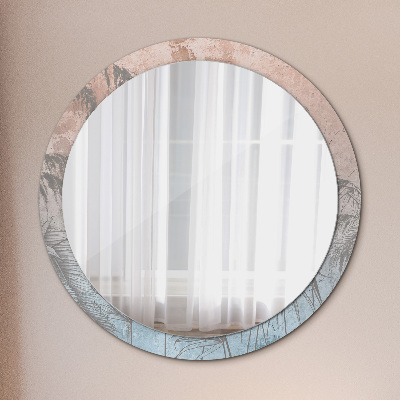 Runder Spiegel mit bedrucktem Rahmen Tropisch blumen