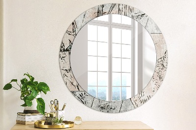 Runder Spiegel mit bedrucktem Rahmen Tiere abstrakt