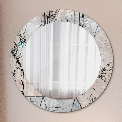 Runder Spiegel mit bedrucktem Rahmen Tiere abstrakt