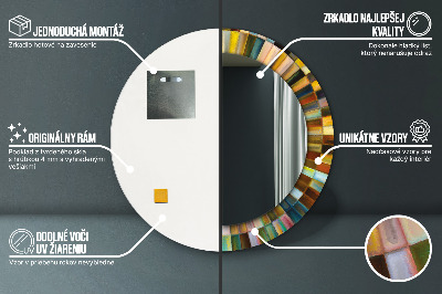 Runder Spiegel mit bedrucktem Rahmen Abstrakt radial muster