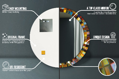 Runder Spiegel mit bedrucktem Rahmen Abstrakt radial muster