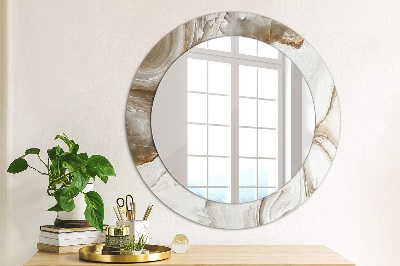 Runder Spiegel mit bedrucktem Rahmen Licht marmor