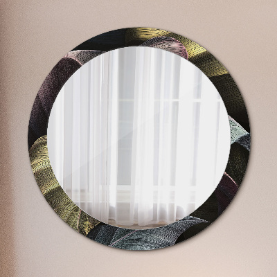 Runder Spiegel mit bedrucktem Rahmen Dunkel tropisch blätter