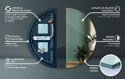 Halbrunder spiegel mit LED-Hintergrundbeleuchtung