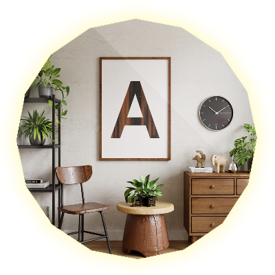 Geometrische Spiegel mit LED-Hintergrundbeleuchtung