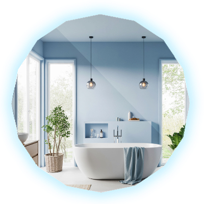 Geometrische Spiegel mit LED-Hintergrundbeleuchtung