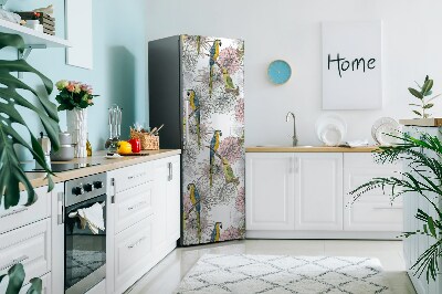 Kühlschrank magnet folie Papagei und blumen