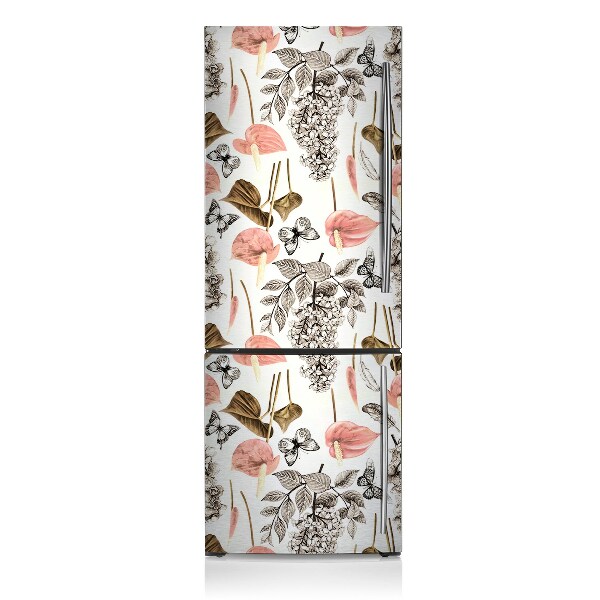 Kühlschrank magnet folie Blumen und schmetterlinge