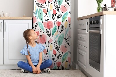 Magnet auf kühlschrank folie dekoration Rote blumen