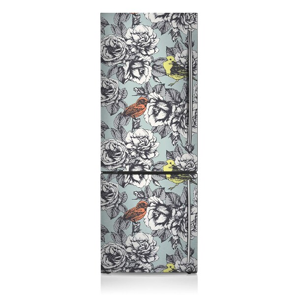 Kühlschrank magnet folie Rosen und vögel