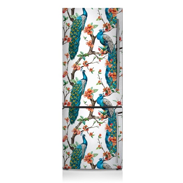 Kühlschrank matte Pfauen und blumen