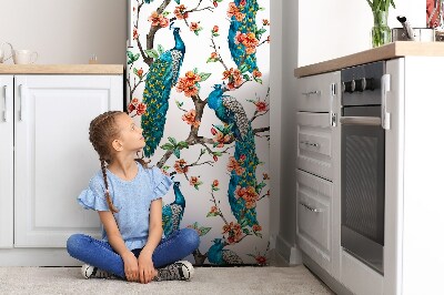 Kühlschrank matte Pfauen und blumen