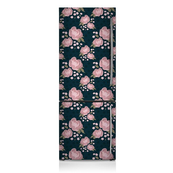 Magnet auf kühlschrank folie dekoration Pinke blumen