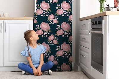 Magnet auf kühlschrank folie dekoration Pinke blumen
