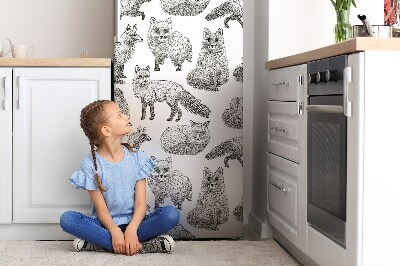 Magnet auf kühlschrank folie dekoration Gezogene füchse