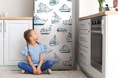 Magnet auf kühlschrank folie dekoration Blaue schiffe