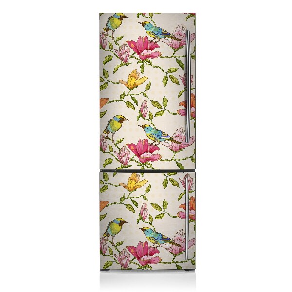 Kühlschrank magnet folie Blumen und vögel