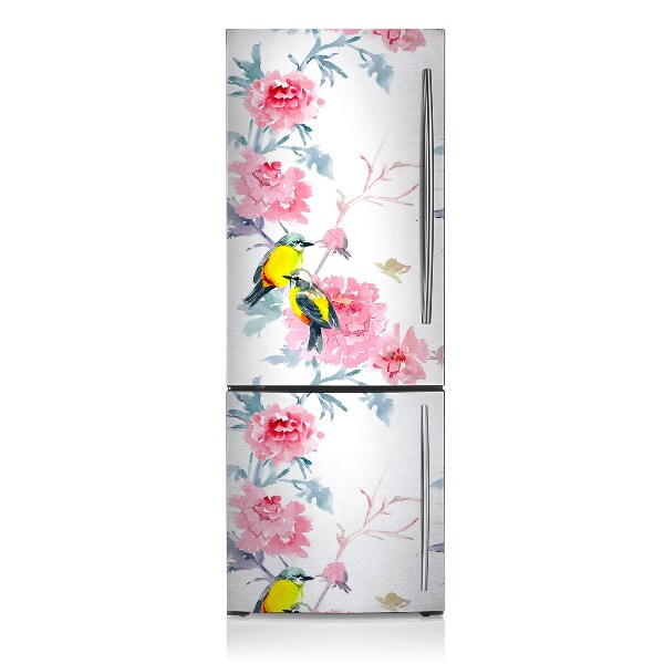 Kühlschrank matte Vögel und blumen